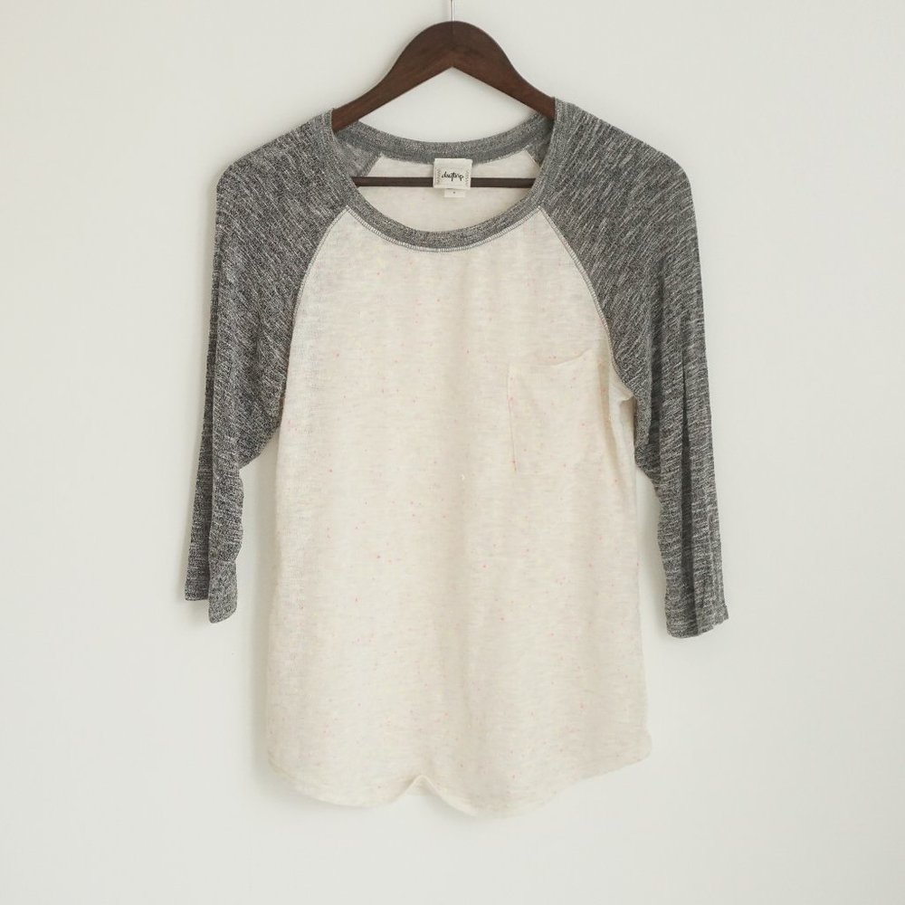 Black/White/Multicolor Knit Baseball Tee
